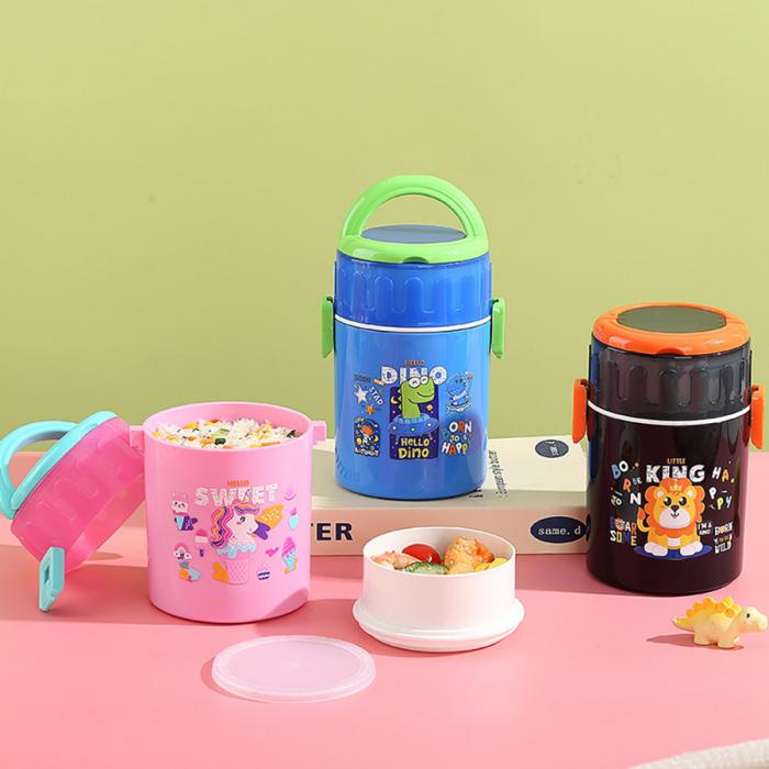卡通雙層密封餐盒(圓錐形)900ml+PP勺